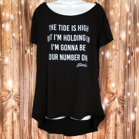 Lyric Culture Hi-Lo Sheer Striped Back Blondie Graphic Band Tee - Picture 2 of 10